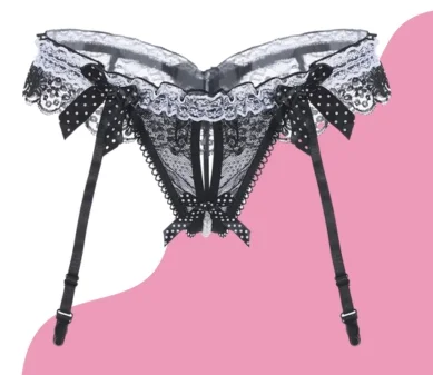 Crotchless Ribbon Back Boyleg M/L By Rene Rofe