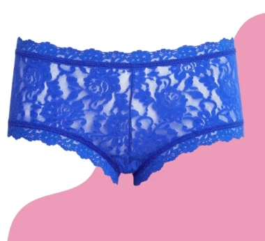Women Lace Boy Shorts Panty Blue